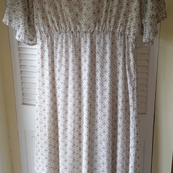 Floral V-Neck Dress with Flutter Sleeves - Picture 2 of 2